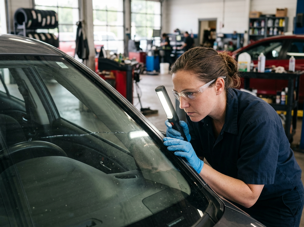 On-site inspection during Windshield Crack Repair